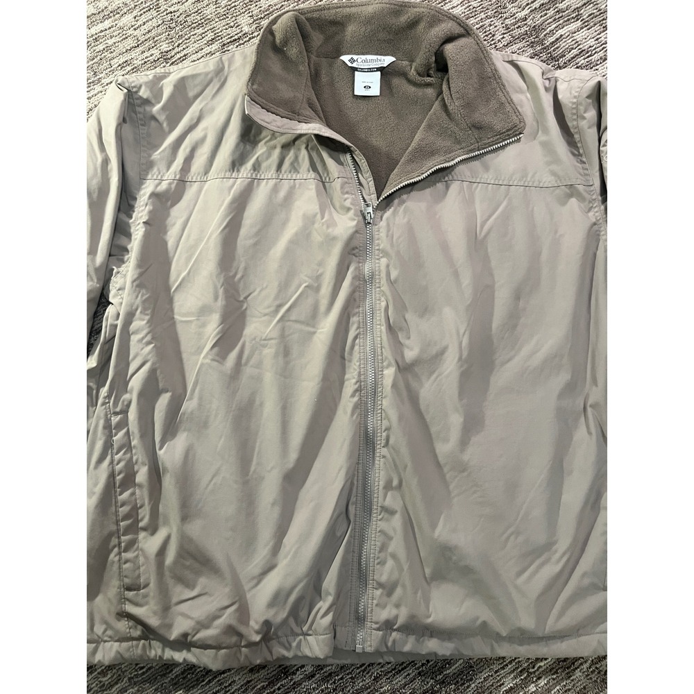 Columbia Mens 2X Tan Fleece Lined Insulated Full Zip Jacket WS5416 Khaki